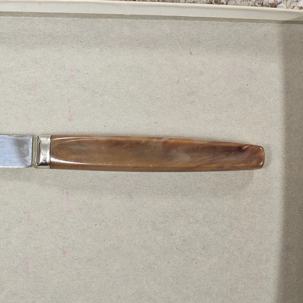 Vintage Regent Sheffield Steak Knife Set (6) Bakelite Catalin Handle w/ Box 1950
